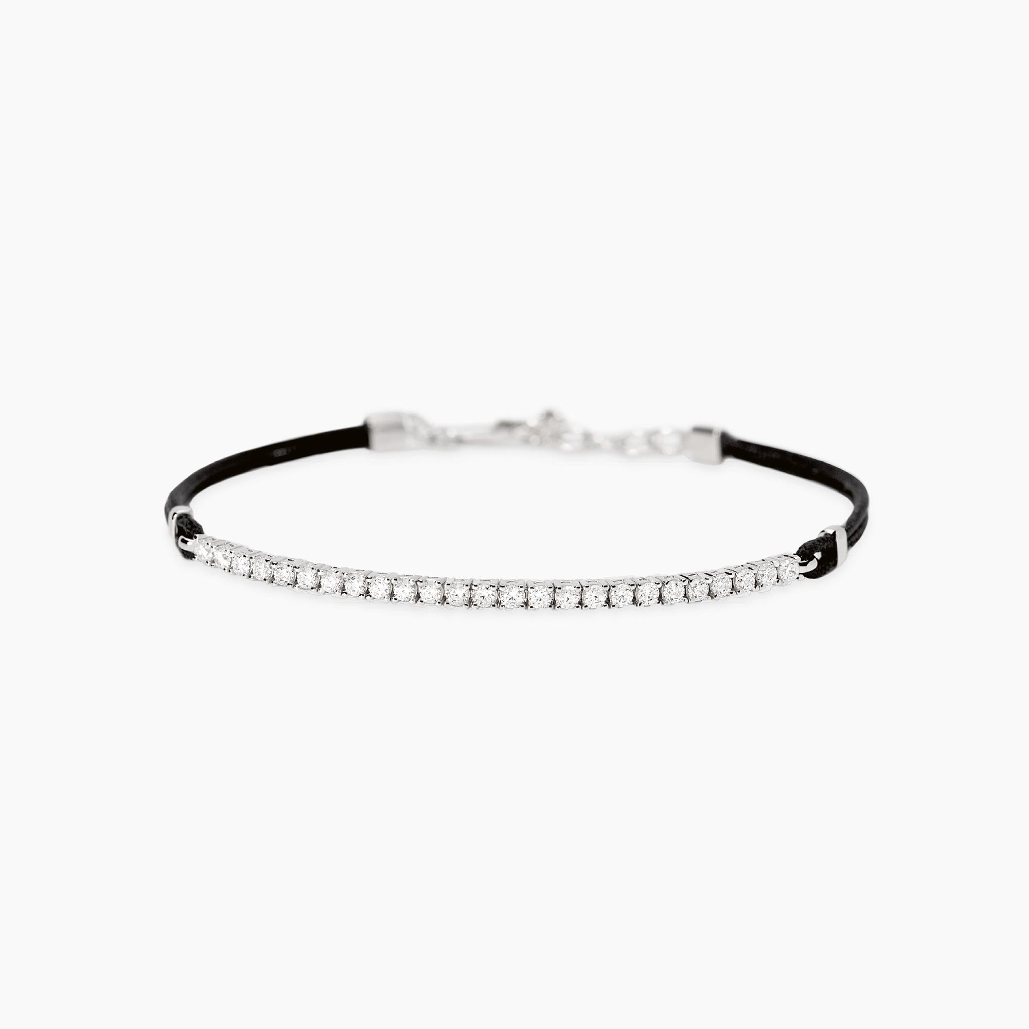Mabina Uomo - Bracciale con cordino e tennis di zirconi bianchi MIDNIGHT - 534122