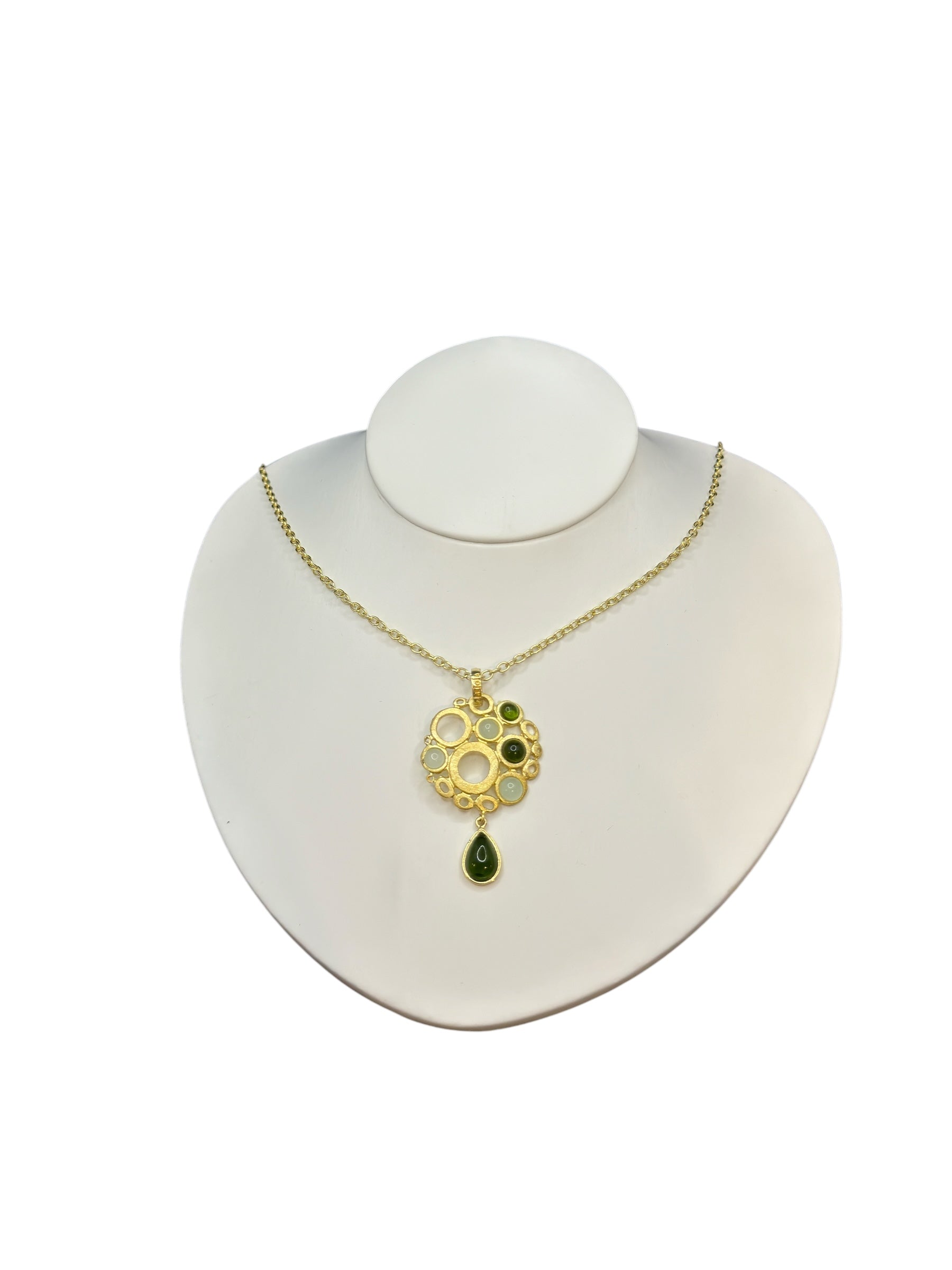 COLLANA LABRIOLA IN ARGENTO DORATO CON PIETRE VERDE PERIDOTO - AG11215