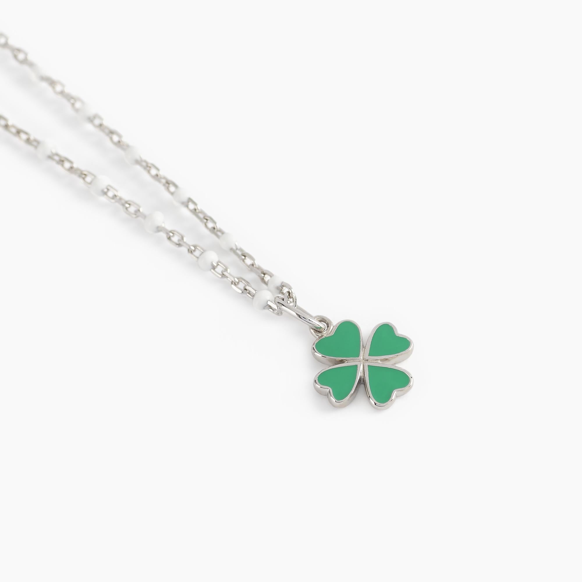 Mabina Junior - Choker with four-leaf clover GOOD LUCK - 553413