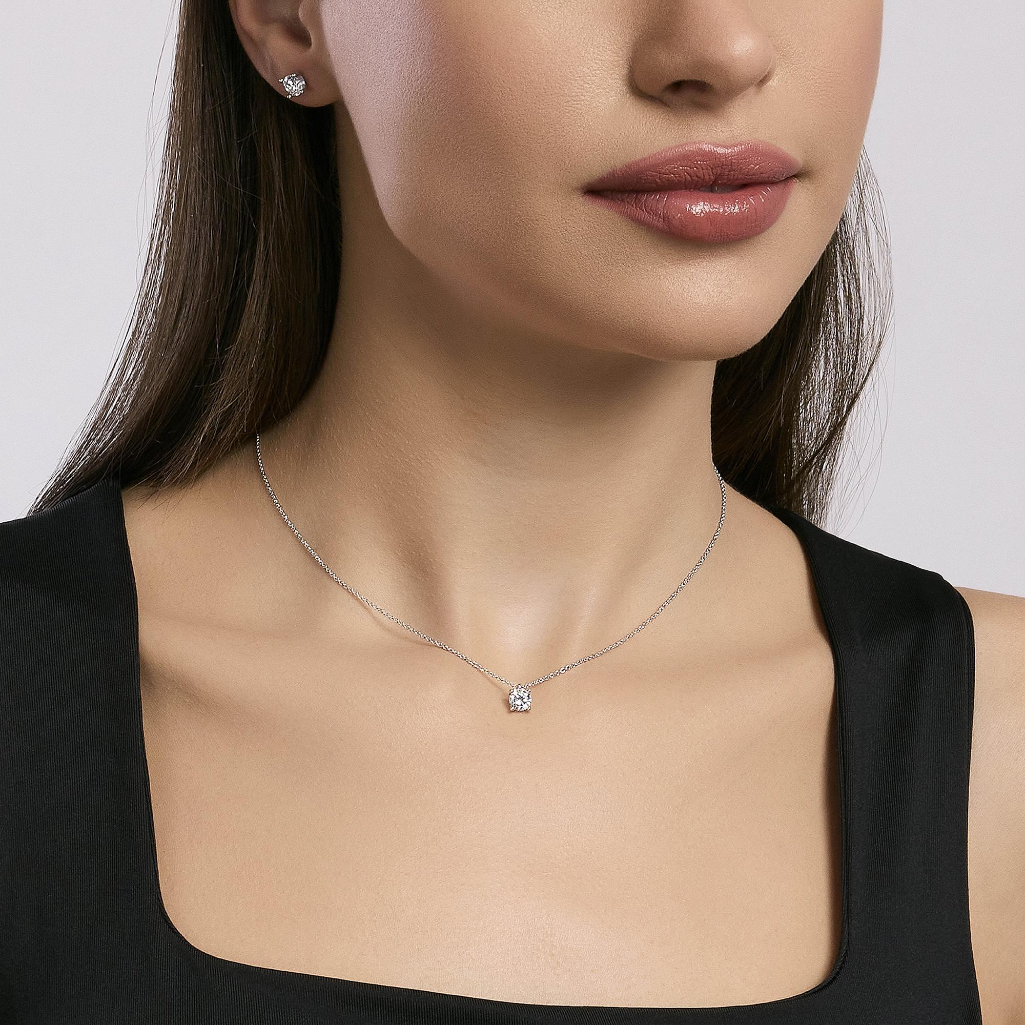 Mabina Woman - Silver choker with forced chain and SHINY light point - 553550