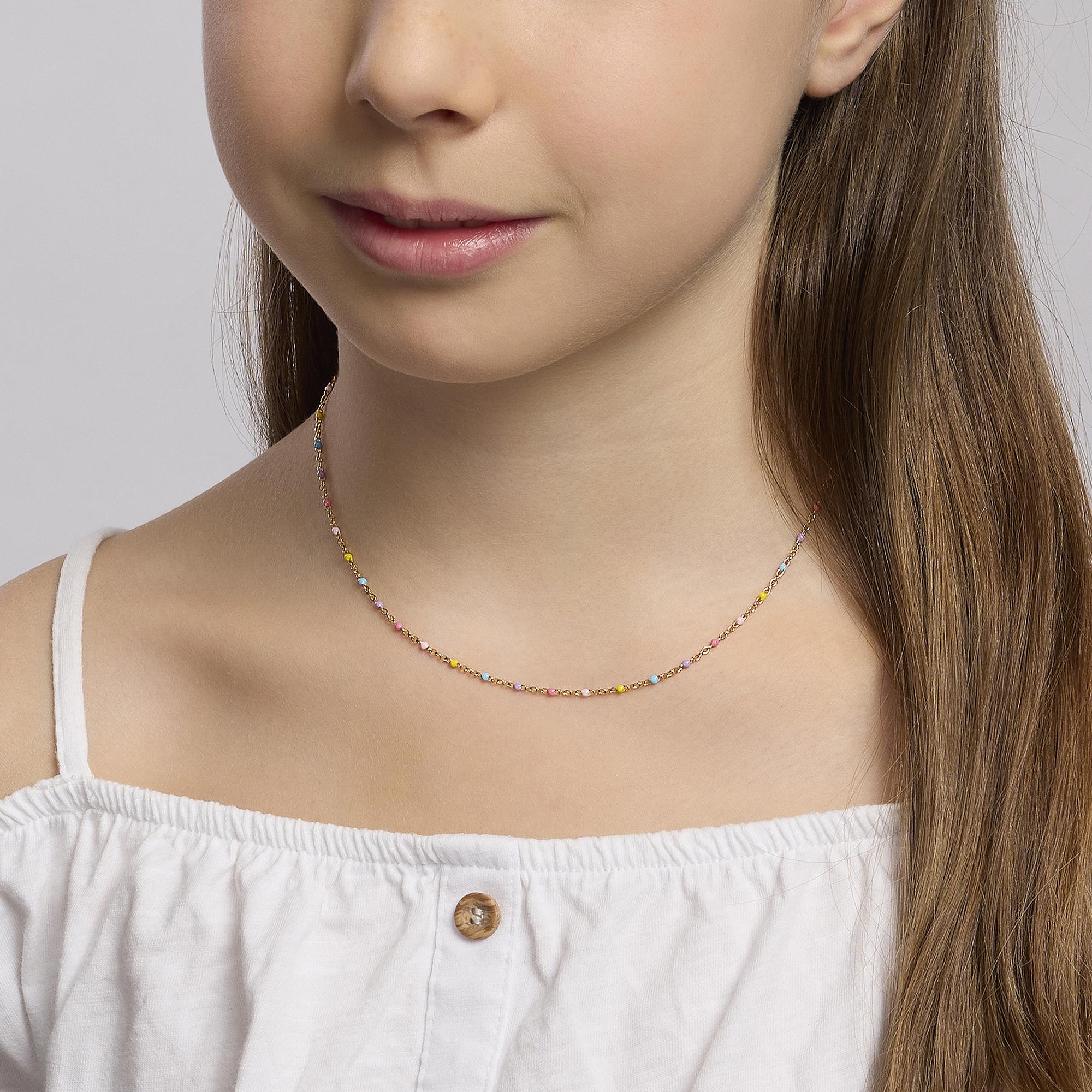Mabina Junior - Silver choker with multicolor enamelled inserts CANDY - 553555