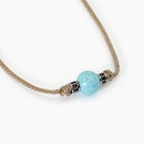 Mabina Man - Silver necklace with sand cord and turquoise stone TROPICAL - 553589