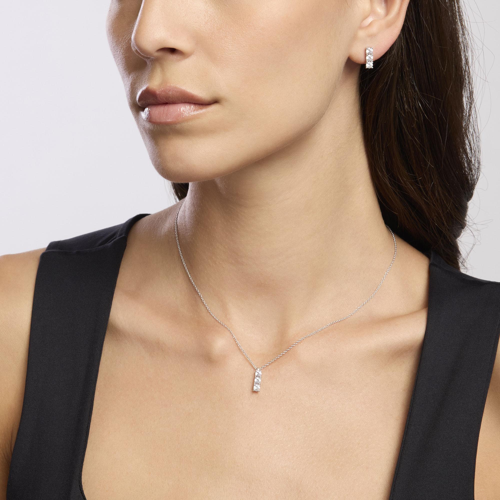 Mabina Woman - Choker in rhodium-plated silver with forzatina chain and white zircons TRILOGY - 553643