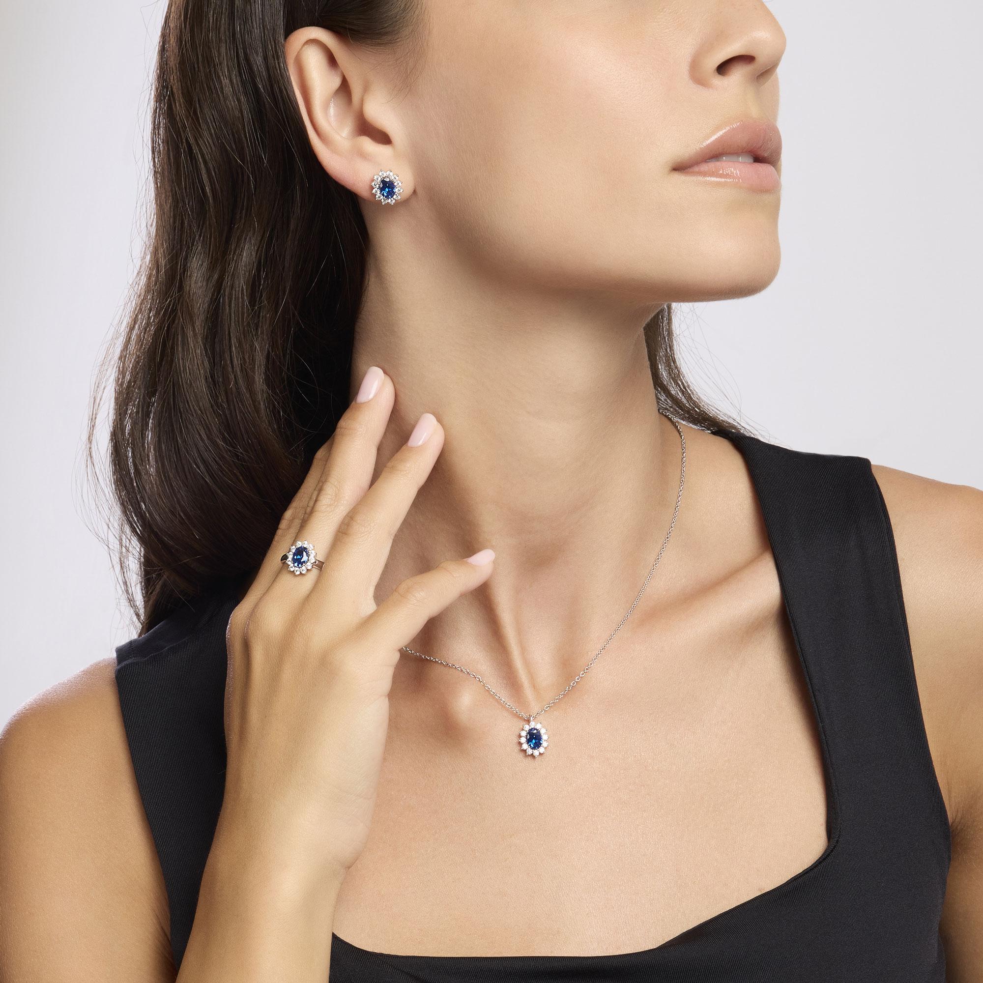 Mabina Donna - Girocollo in argento con zaffiro sintetico COOL OR RÉTRO? - 553646