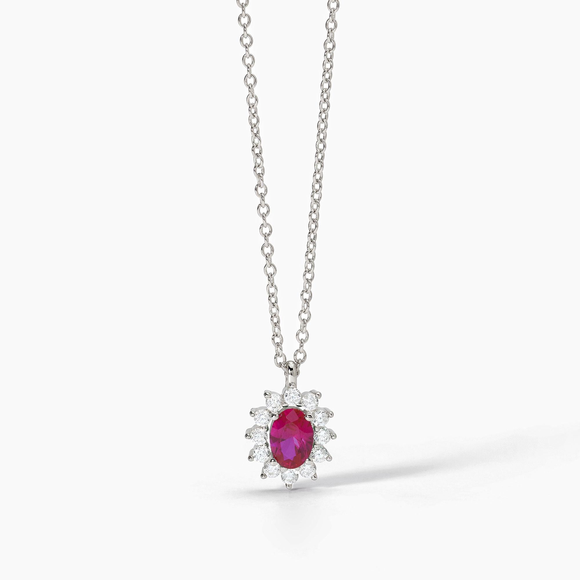 Mabina Woman - Silver necklace with synthetic ruby ​​COOL OR RÉTRO? - 553647