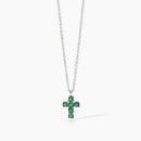 Mabina Femme - Collier en argent avec pendentif croix et émeraudes synthétiques CROIX DU SUD - 553661