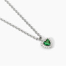 Mabina Woman - Silver necklace with heart-shaped synthetic emerald LOVE AFFAIR - 553667