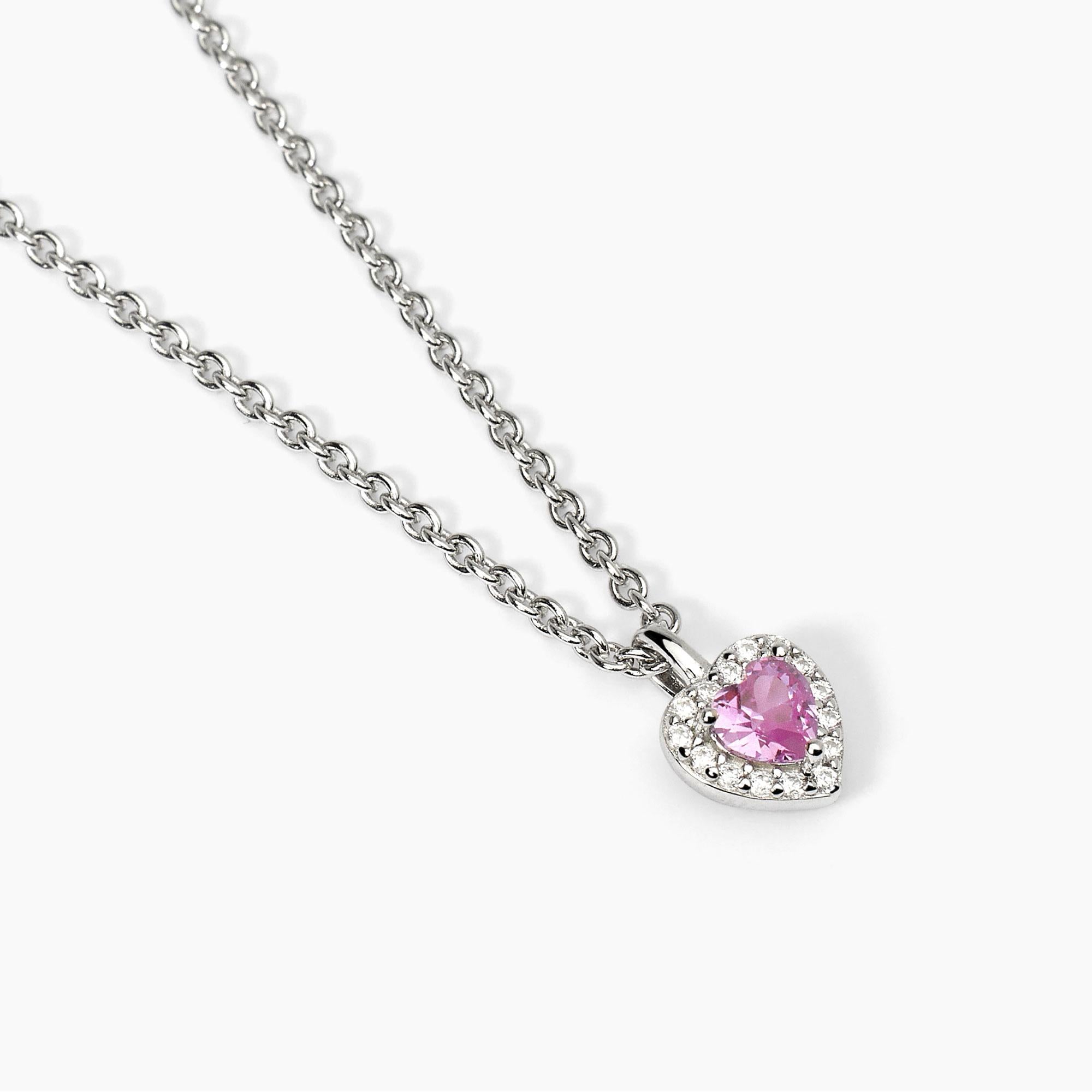 Mabina Woman - Silver necklace with heart-shaped synthetic tourmaline LOVE AFFAIR - 553668