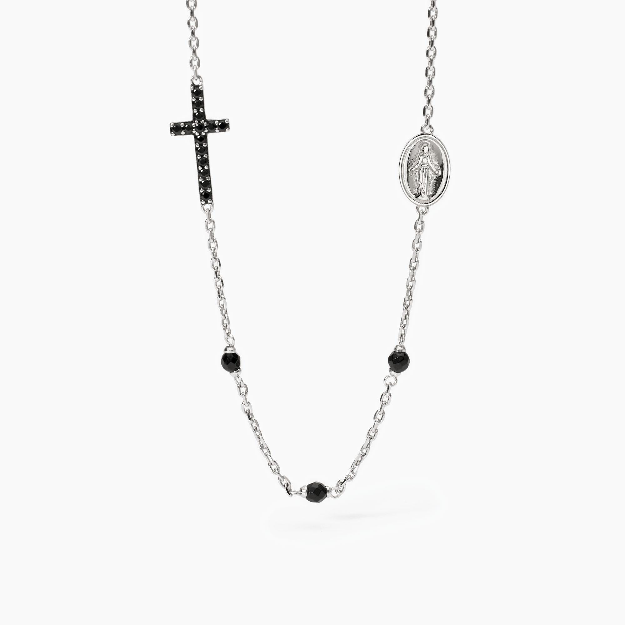 Mabina Uomo - Collana uomo in argento con croce e Madonnina Mystical - 553680