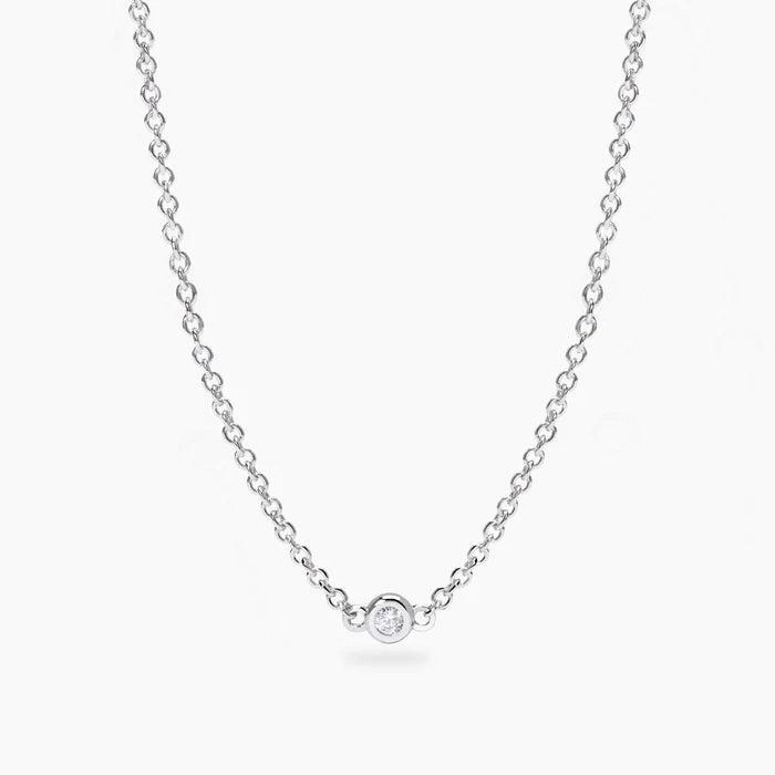 Mabina Donna - Collana con punto luce tondo in diamante lab-grown 0,03 carati, 0.14ct - 553806