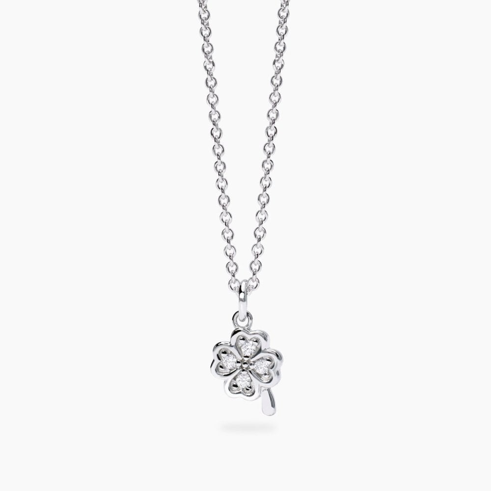 Mabina Donna - Collana quadrifoglio in argento e diamanti lab-grown, 0.04ct - 553809