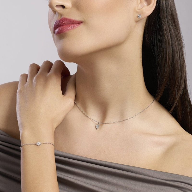 Mabina Donna - Collana quadrifoglio in argento e diamanti lab-grown, 0.04ct - 553809