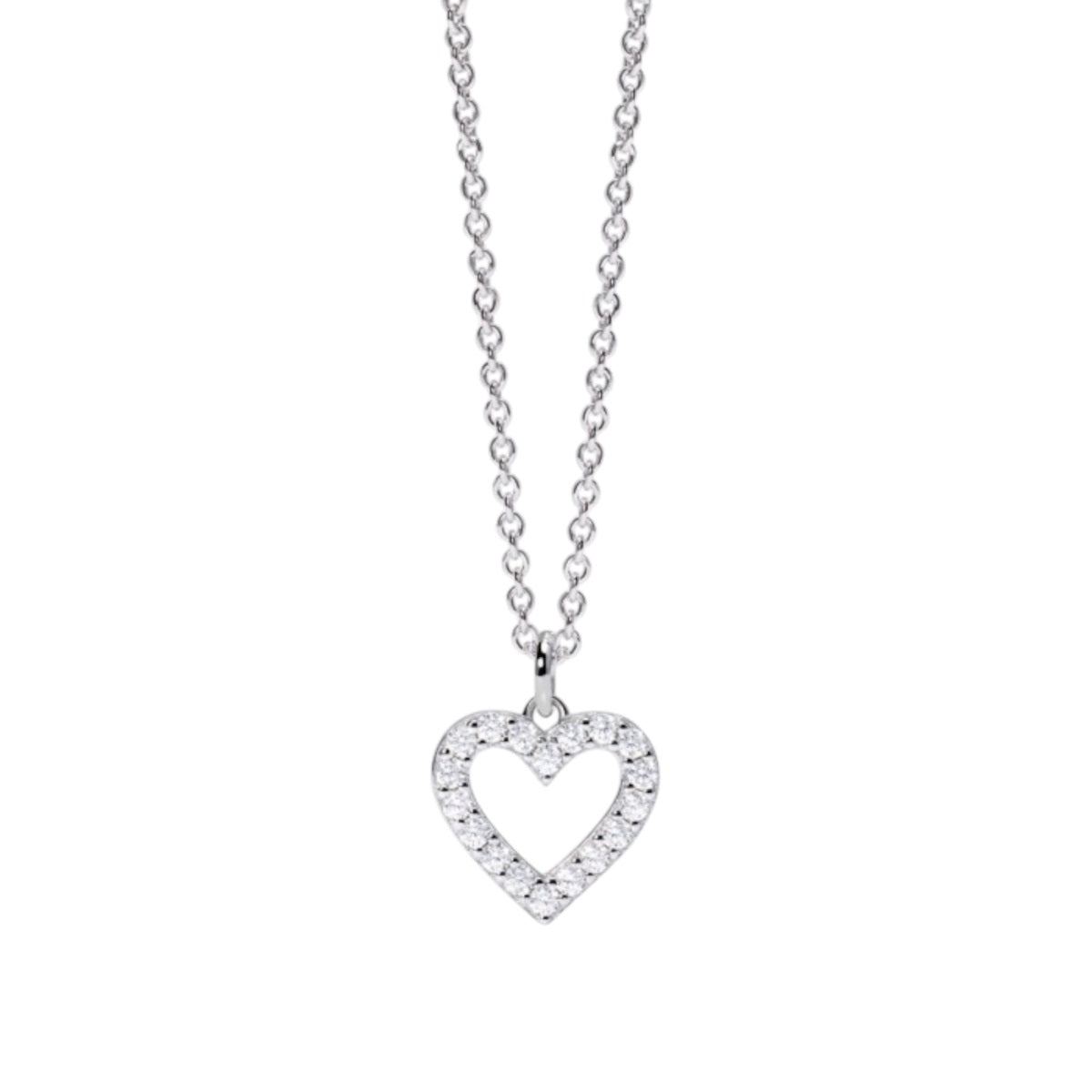 Mabina Donna - Collana cuore in argento e diamanti lab-grown, 0.18ct - 553811