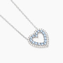 Mabina Donna - Girocollo con pendente a cuore con acquemarine sintetiche e zirconi REGINA DI CUORI - 553817