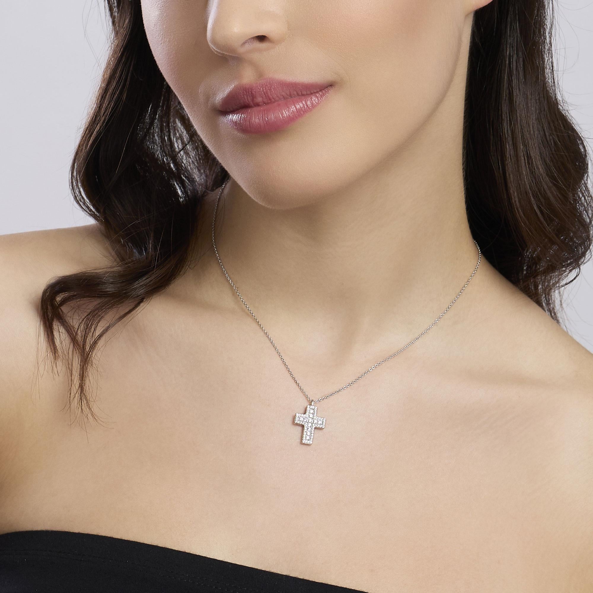 Mabina Donna Girocollo con croce in zirconi, SAVE THE QUEEN - 553835