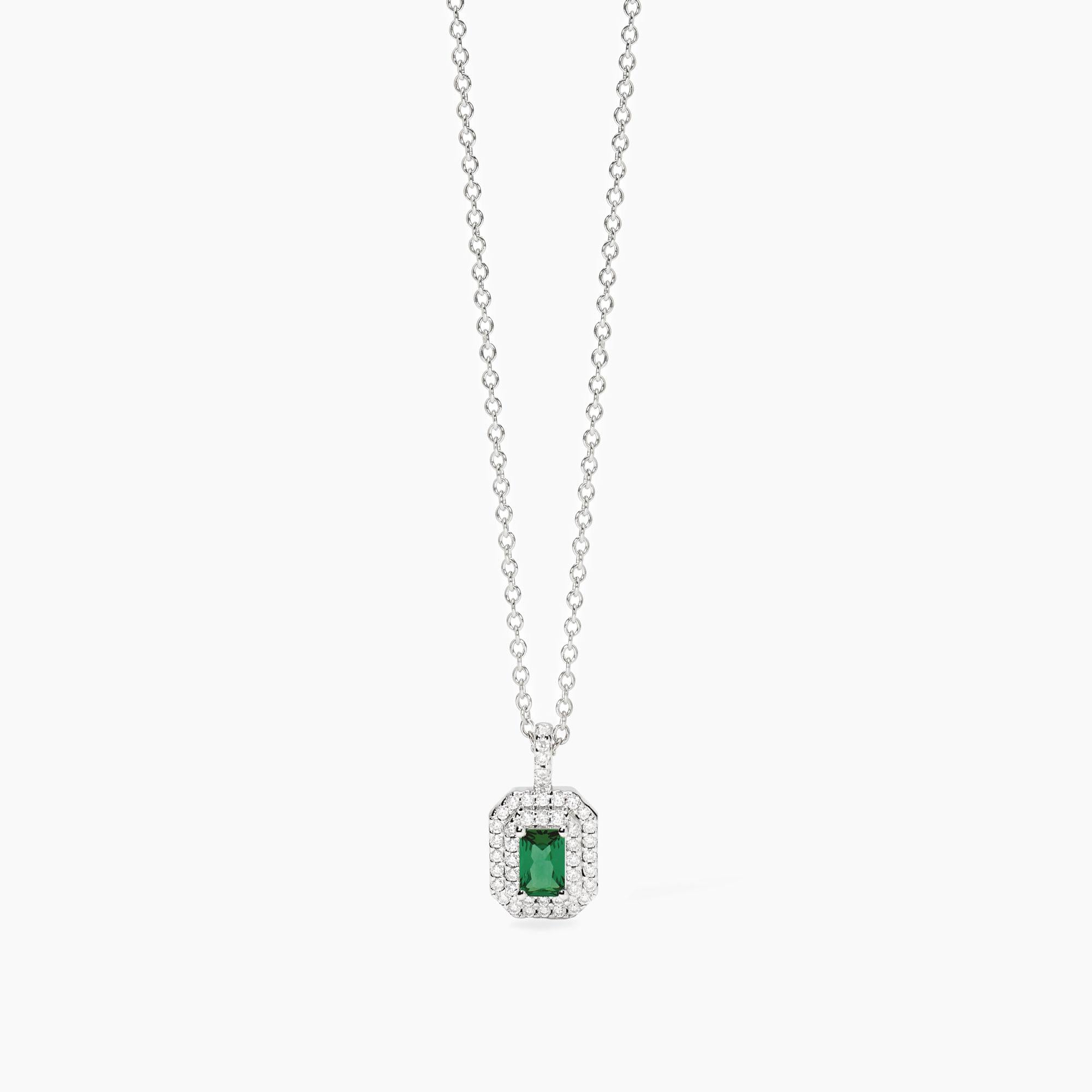 Mabina Donna Girocollo con smeraldo sintetico e zirconi, VITTORIA - 553845