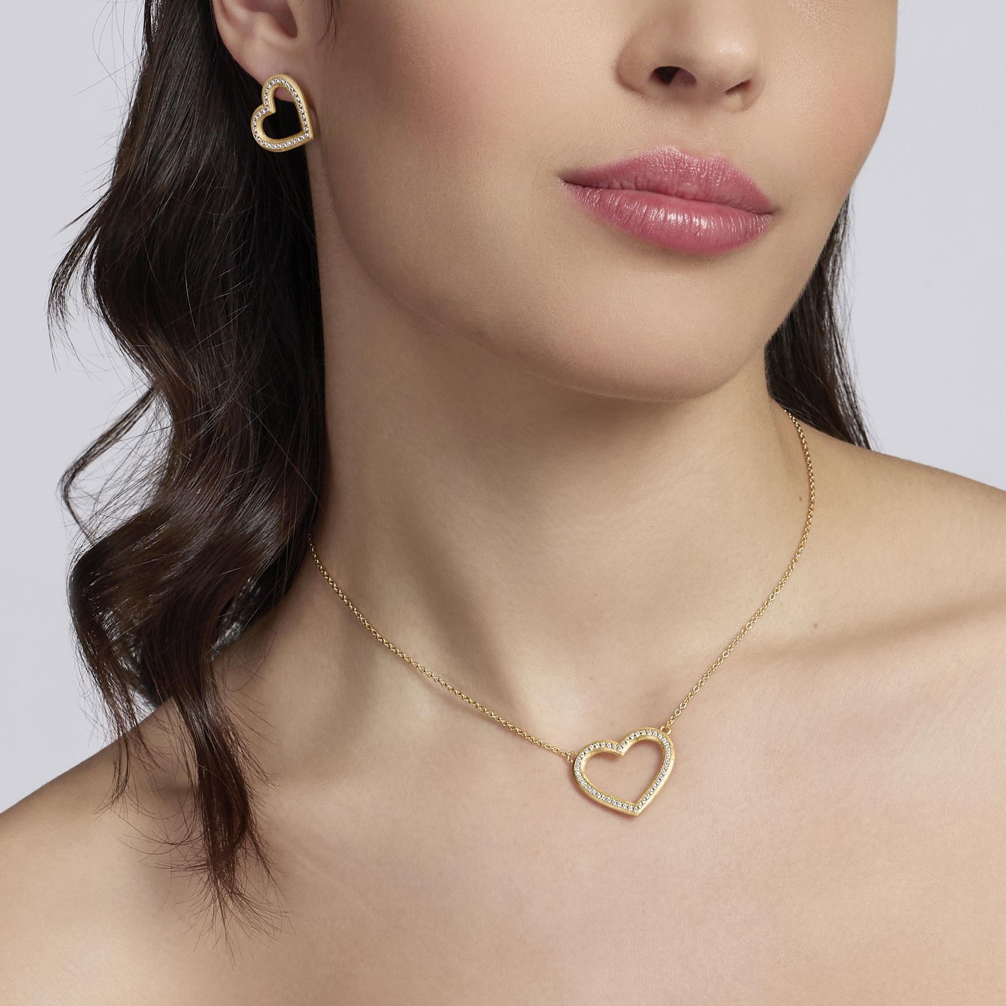 Mabina Donna Girocollo in argento dorato con cuore, VERA - 553849