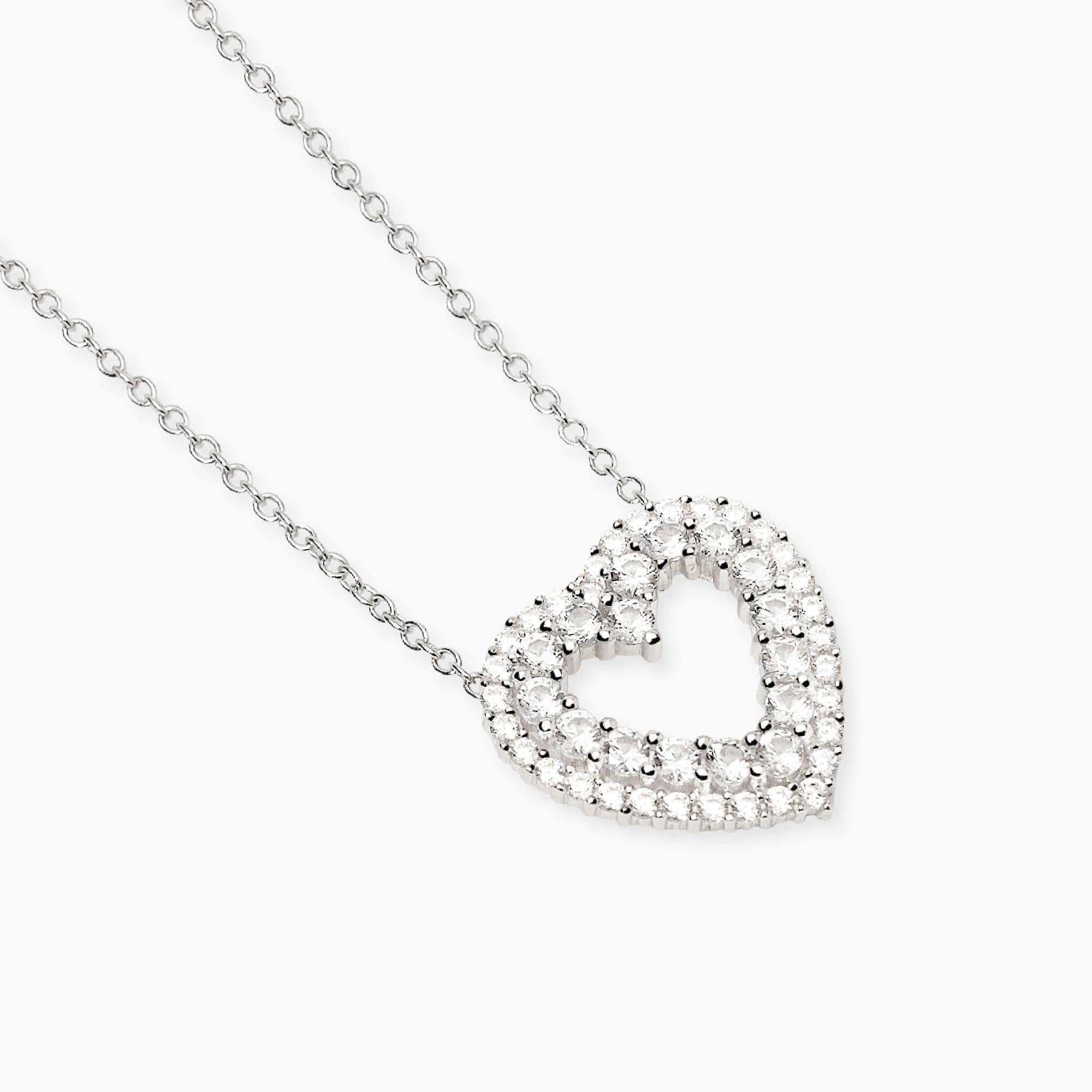 Mabina Donna - Girocollo con pendente a cuore in zirconi bianchi REGINA DI CUORI - 553855