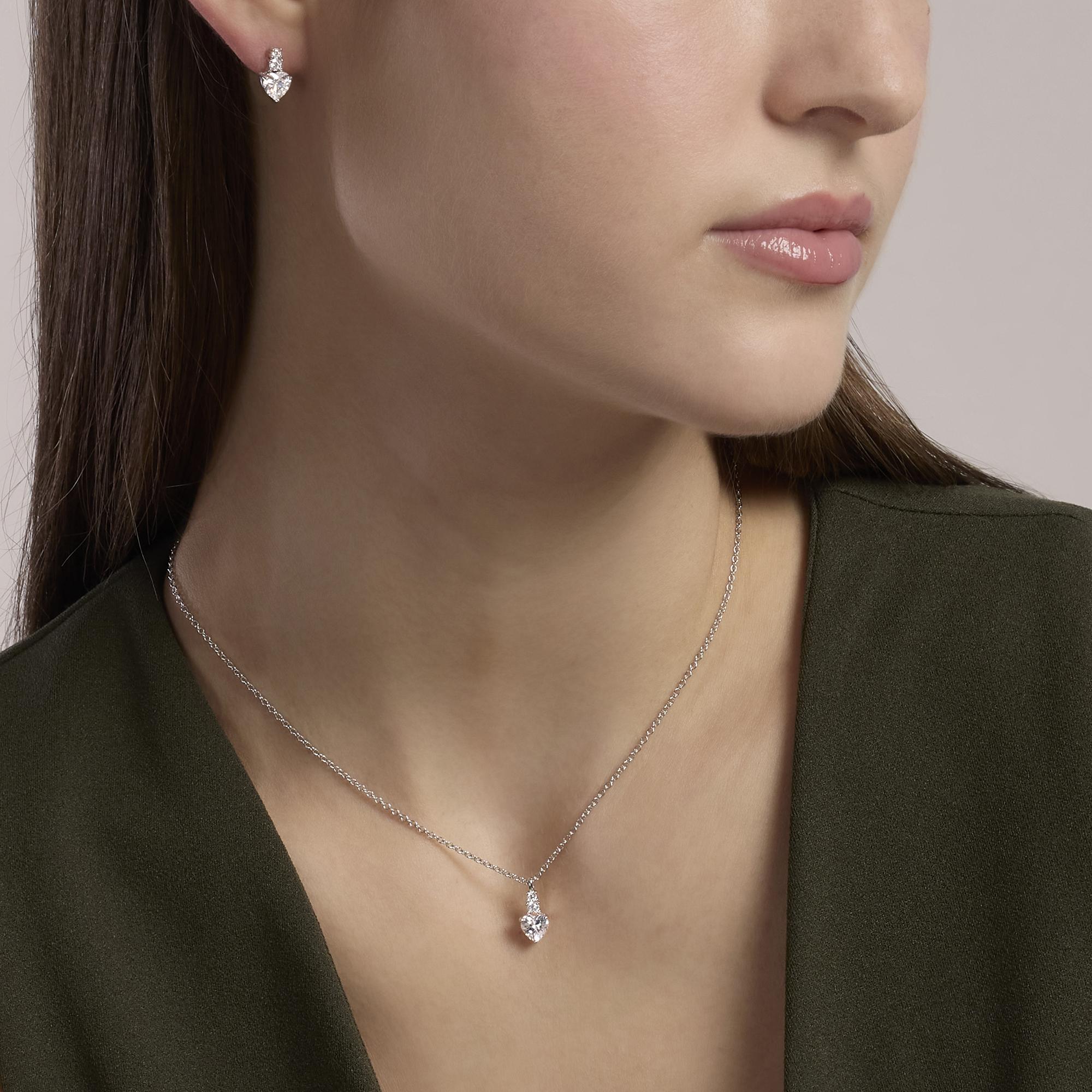 Mabina Donna - Girocollo con pendente con zirconi taglio cuore ROUGE - 553858