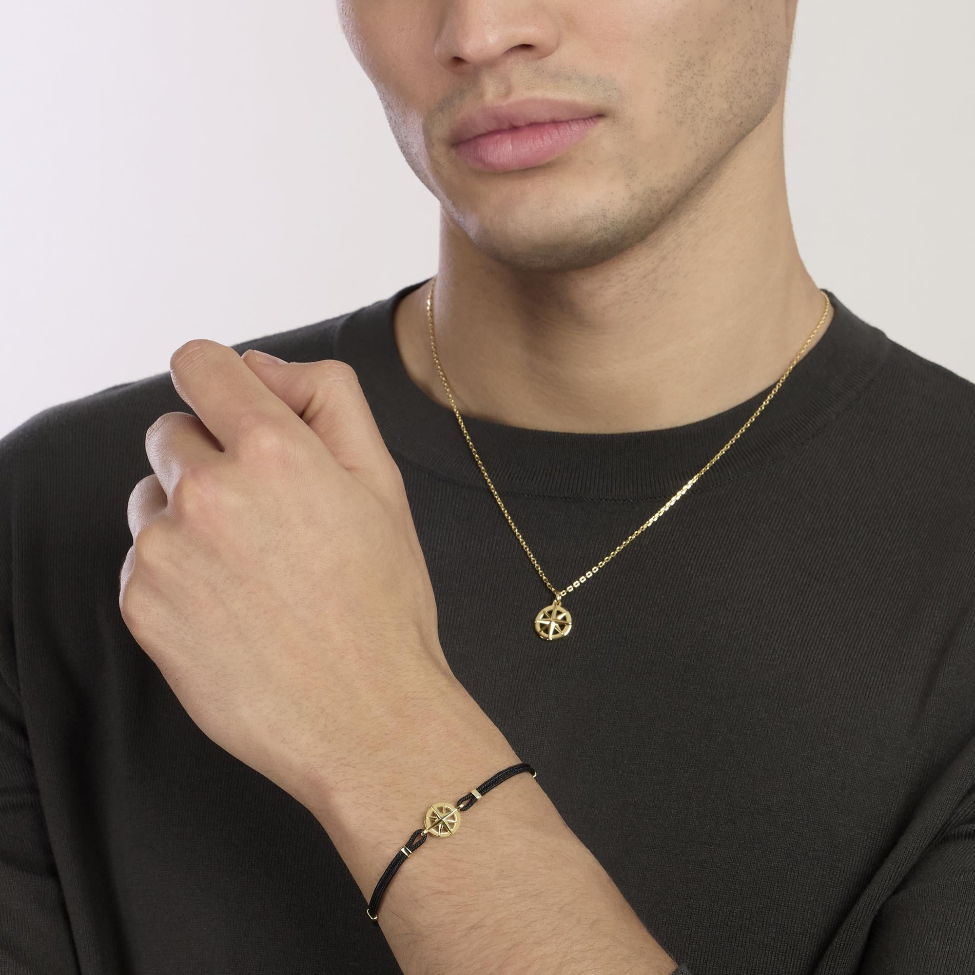 Mabina Uomo - Collana da uomo in argento dorato con rosa dei venti JOURNEY - 553873