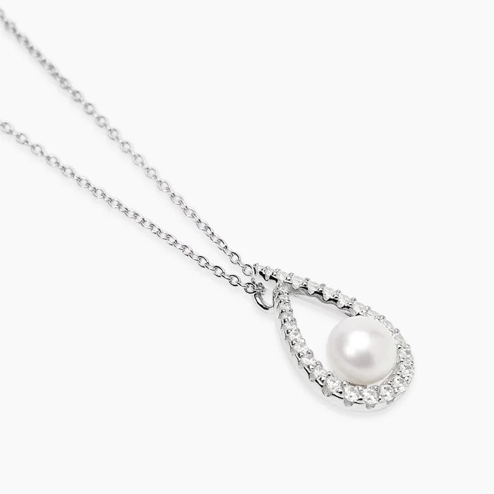 Mabina Donna - Girocollo con pendente a goccia con zirconi e perla coltivate ONE - 553884