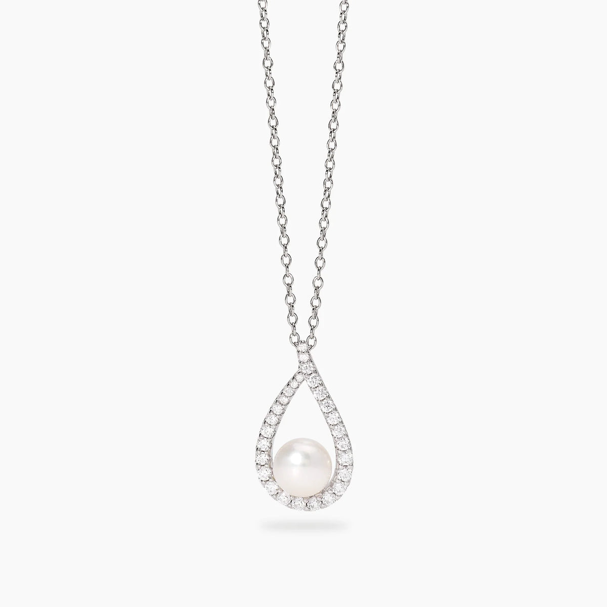 Mabina Donna - Girocollo con pendente a goccia con zirconi e perla coltivate ONE - 553884