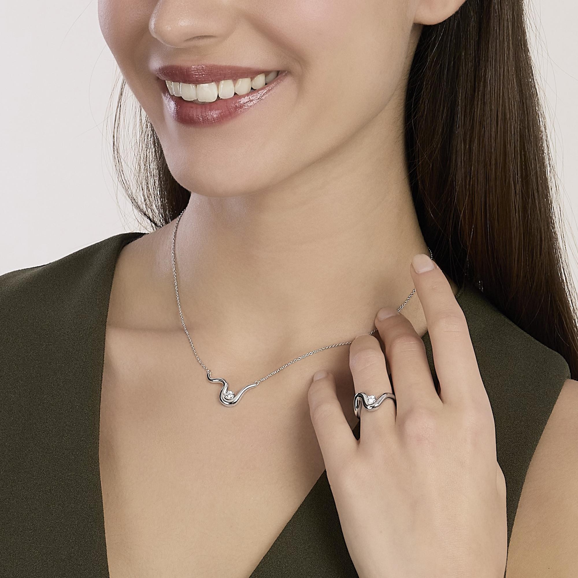 Mabina Donna - Girocollo in argento con ciondolo wave e zircone BALLANDO - 553886