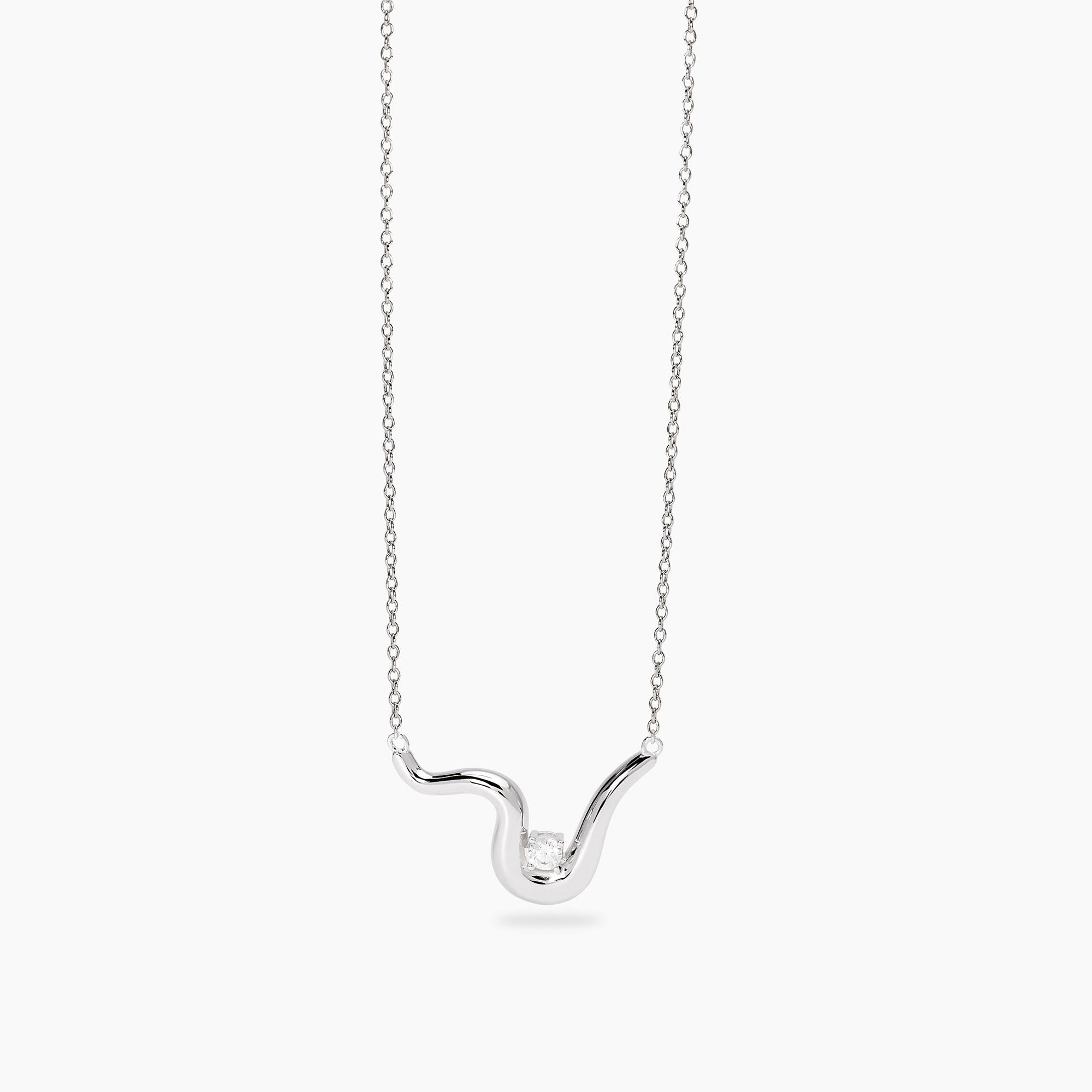 Mabina Donna - Girocollo in argento con ciondolo wave e zircone BALLANDO - 553886