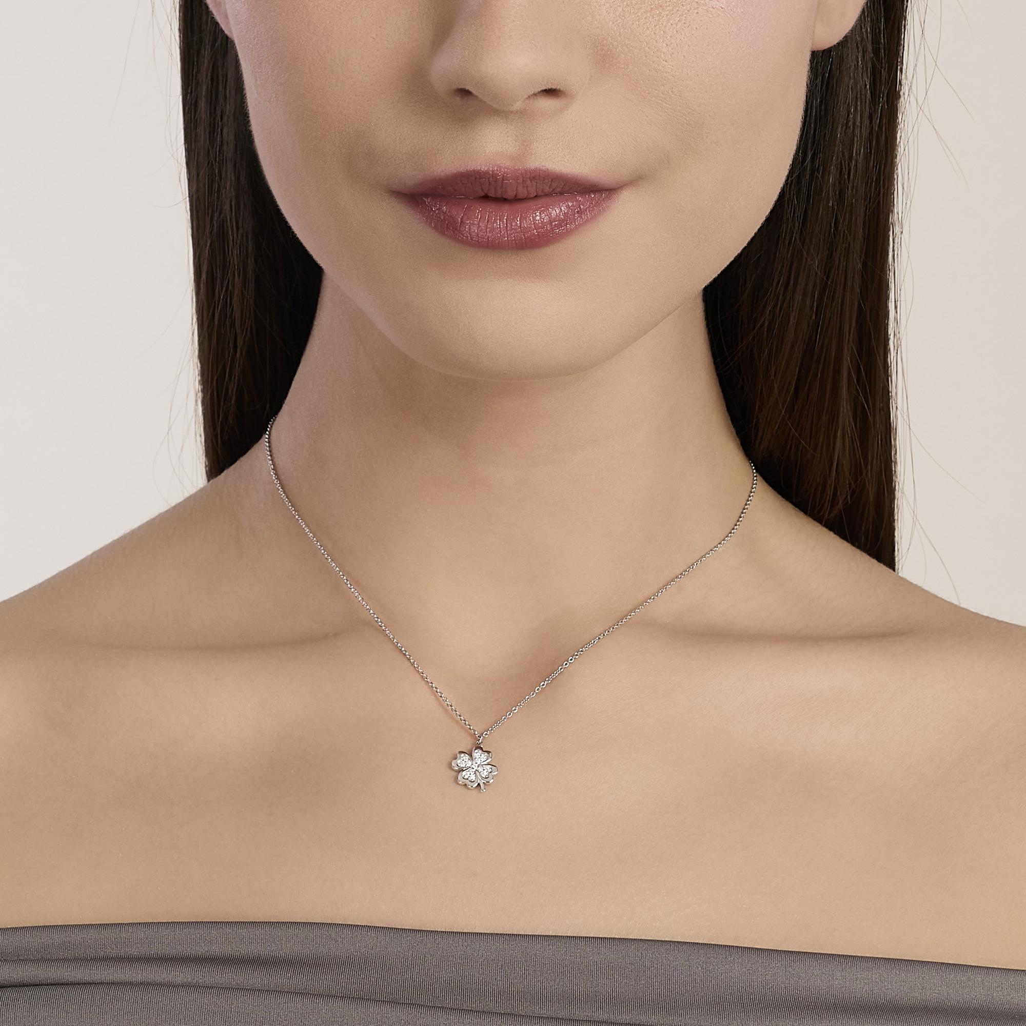 Mabina Donna - Girocollo con quadrifoglio in diamanti lab-grown 0,009 carati MY DIAMOND - 553921