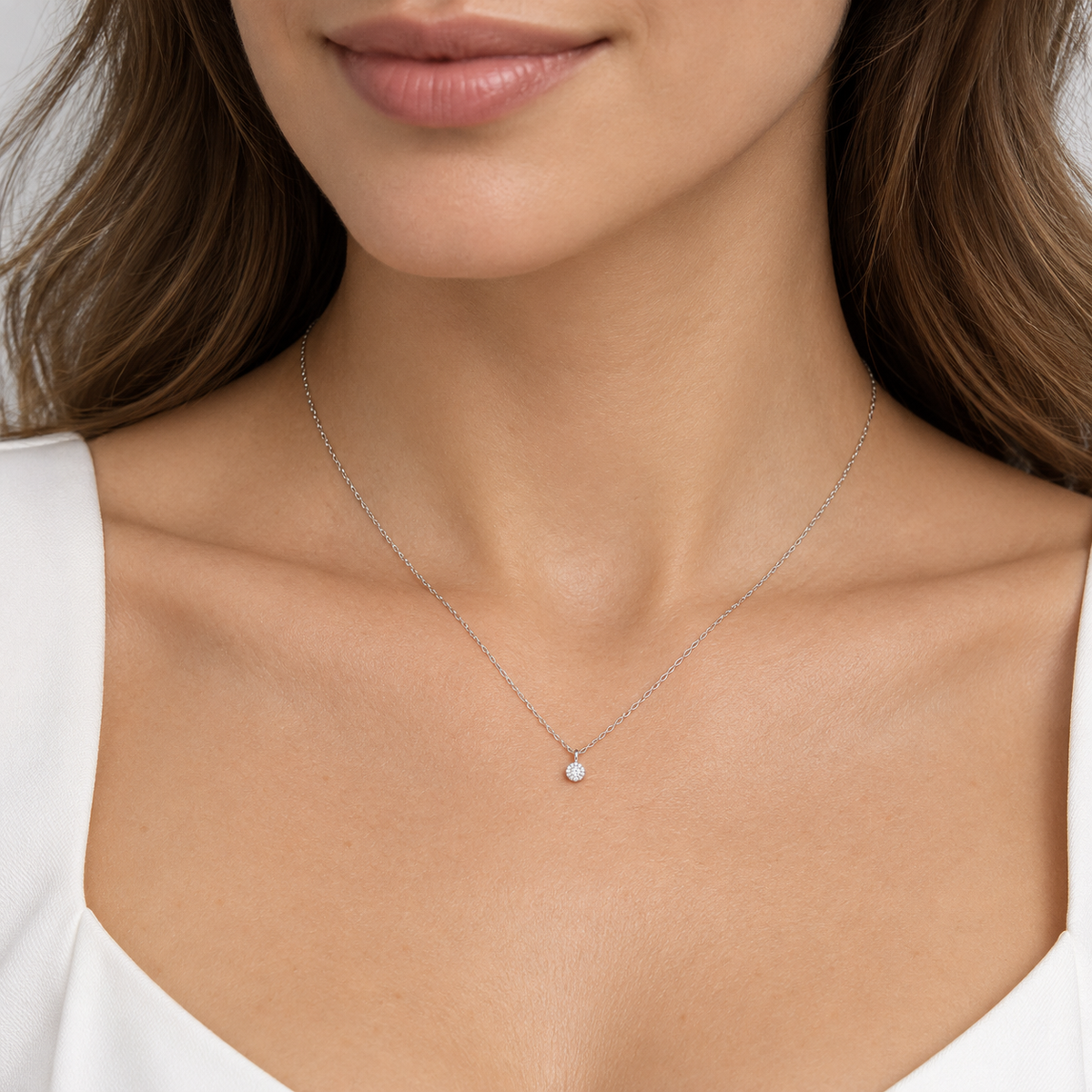 Mabina Donna - Collana punto luce in argento e diamanti lab grown - 553927
