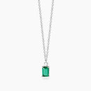 Mabina Donna - Collana in argento con ciondolo smeraldo sintetico e diamanti lab grown - 553928