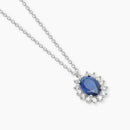 Mabina Donna - Collana in argento con zaffiro sintetico e diamanti lab grown - 553935