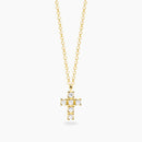 Mabina Donna - Collana in argento dorato con ciondolo croce con diamanti lab grown - 553939