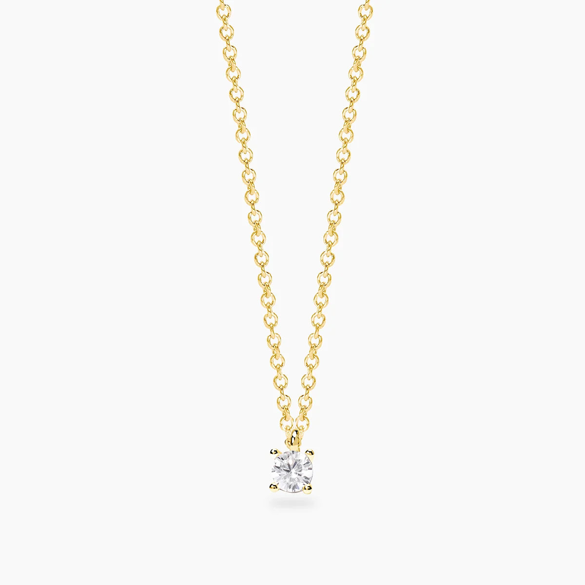 Mabina Donna - Collana in argento dorato punto luce con diamanti lab grown - 553940