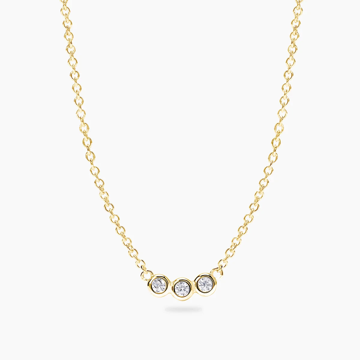 Mabina Donna - Collana in argento dorato e 3 diamanti lab grown - 553941