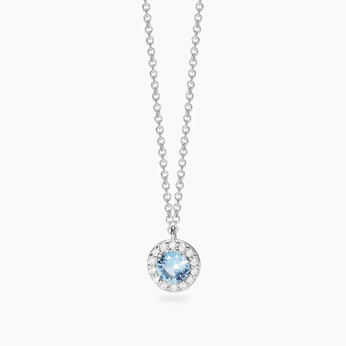 Mabina Donna - Collana in argento con ciondolo topazio sintetico e diamanti lab grown - 553943