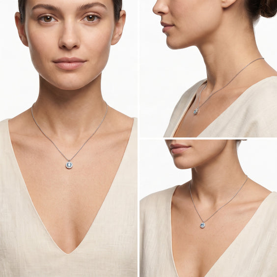 Mabina Donna - Collana in argento con ciondolo topazio sintetico e diamanti lab grown - 553943
