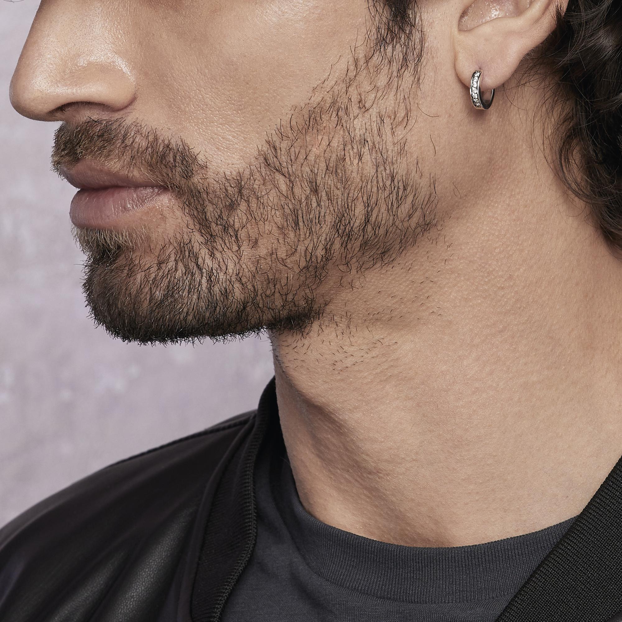 Mabina Uomo - Orecchino a cerchio da uomo con zirconi bianchi MONOMANIA - 563530