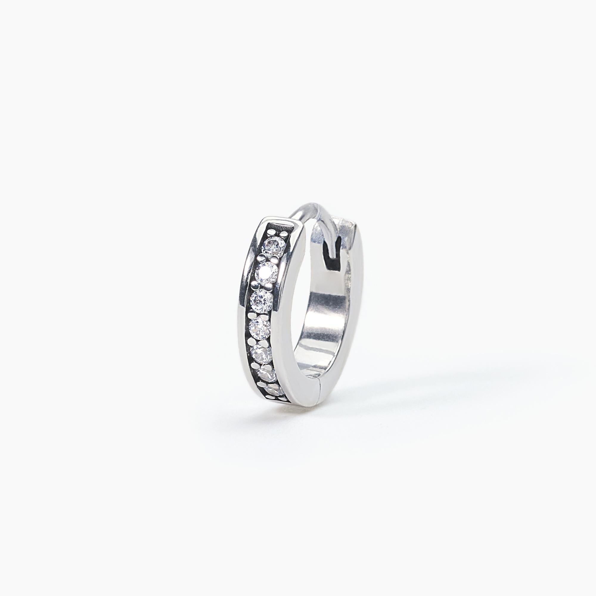 Mabina Uomo - Orecchino a cerchio da uomo con zirconi bianchi MONOMANIA - 563530