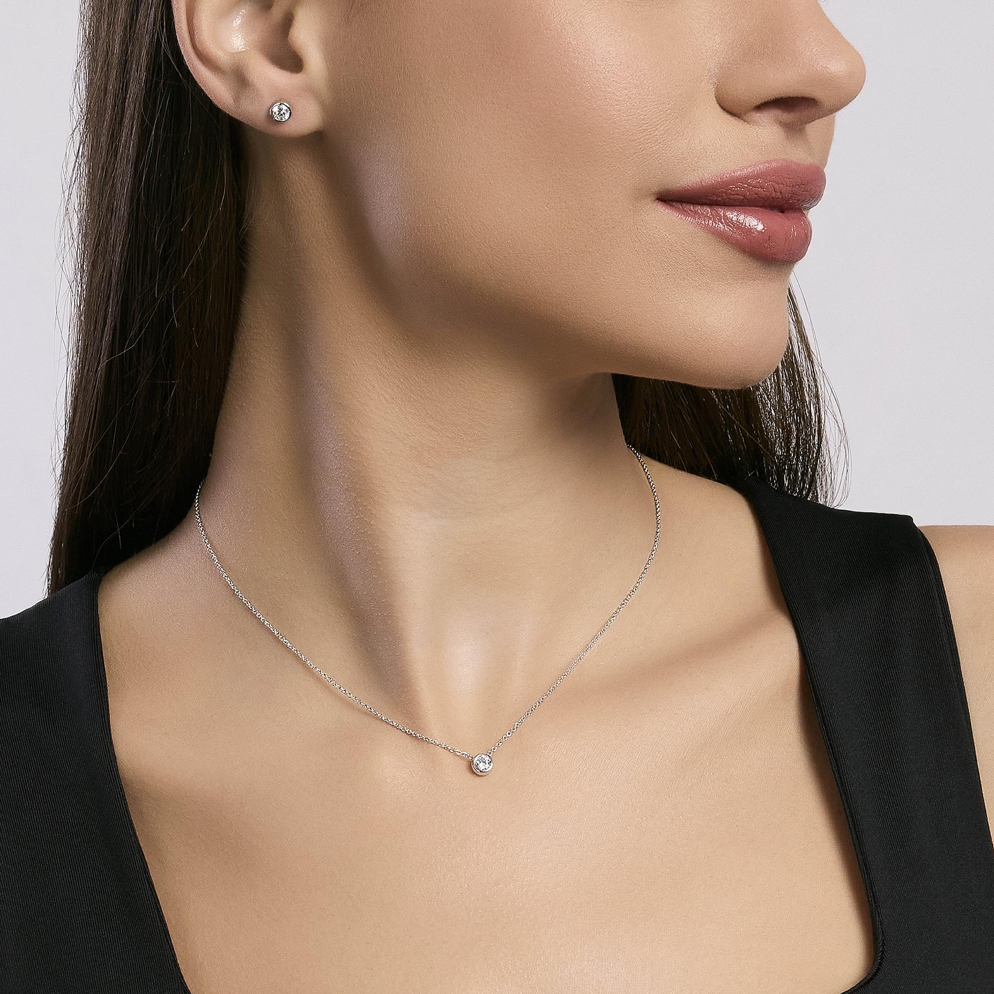 Mabina Donna – Glänzende silberne Spitzenohrringe – 563601