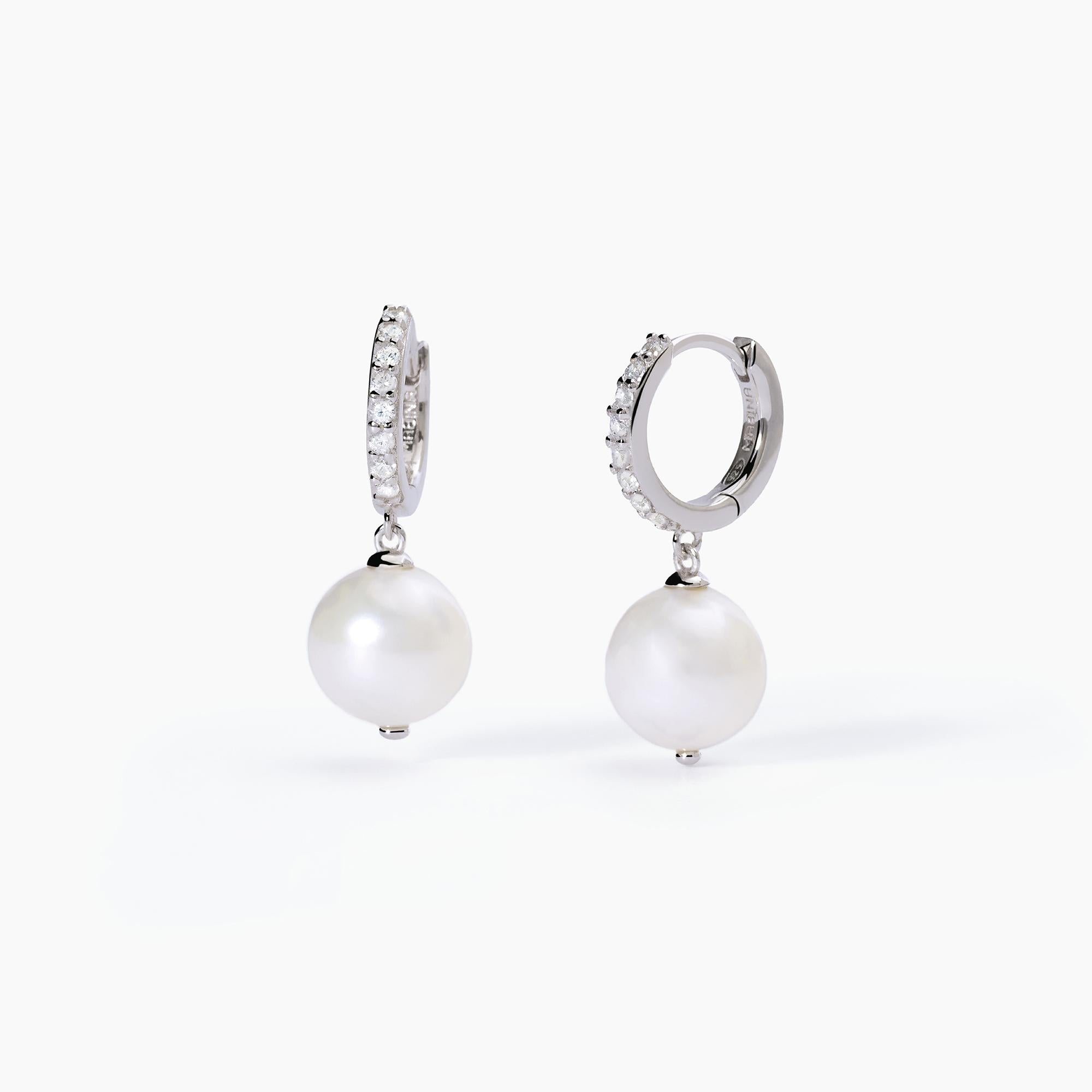 Mabina Donna - Orecchini a cerchio con perla coltivata pendente INVITO A NOZZE - 563604