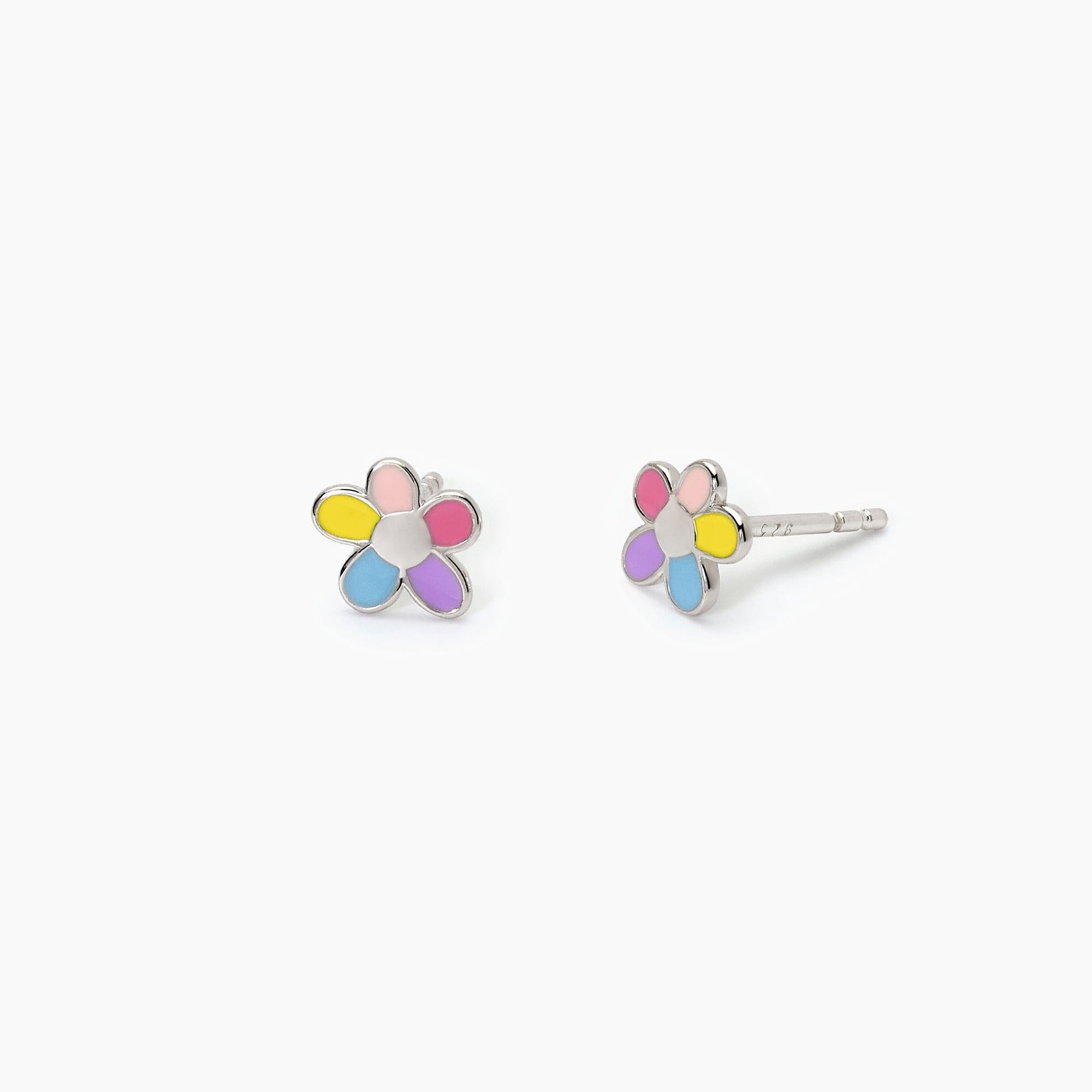 Mabina Junior - Silver earrings with BLOOM flower - 563695