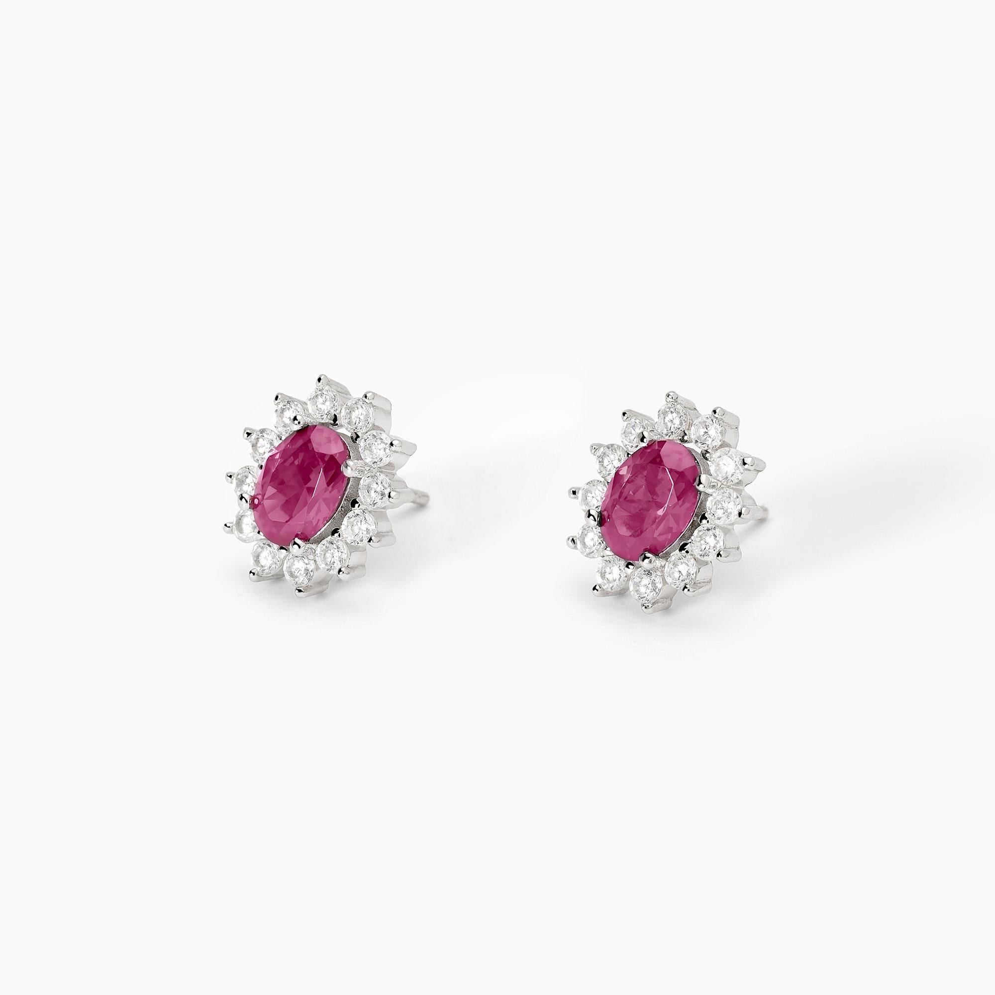 Mabina Donna - Orecchini in argento con rubino sintetico ovale COOL OR RÉTRO? - 563717