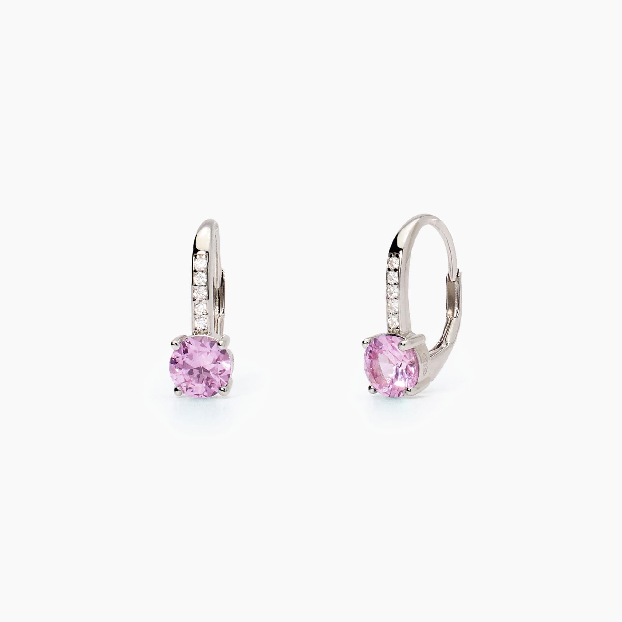 Mabina Woman - Silver earrings with synthetic tourmaline and zircons ISABEL - 563748