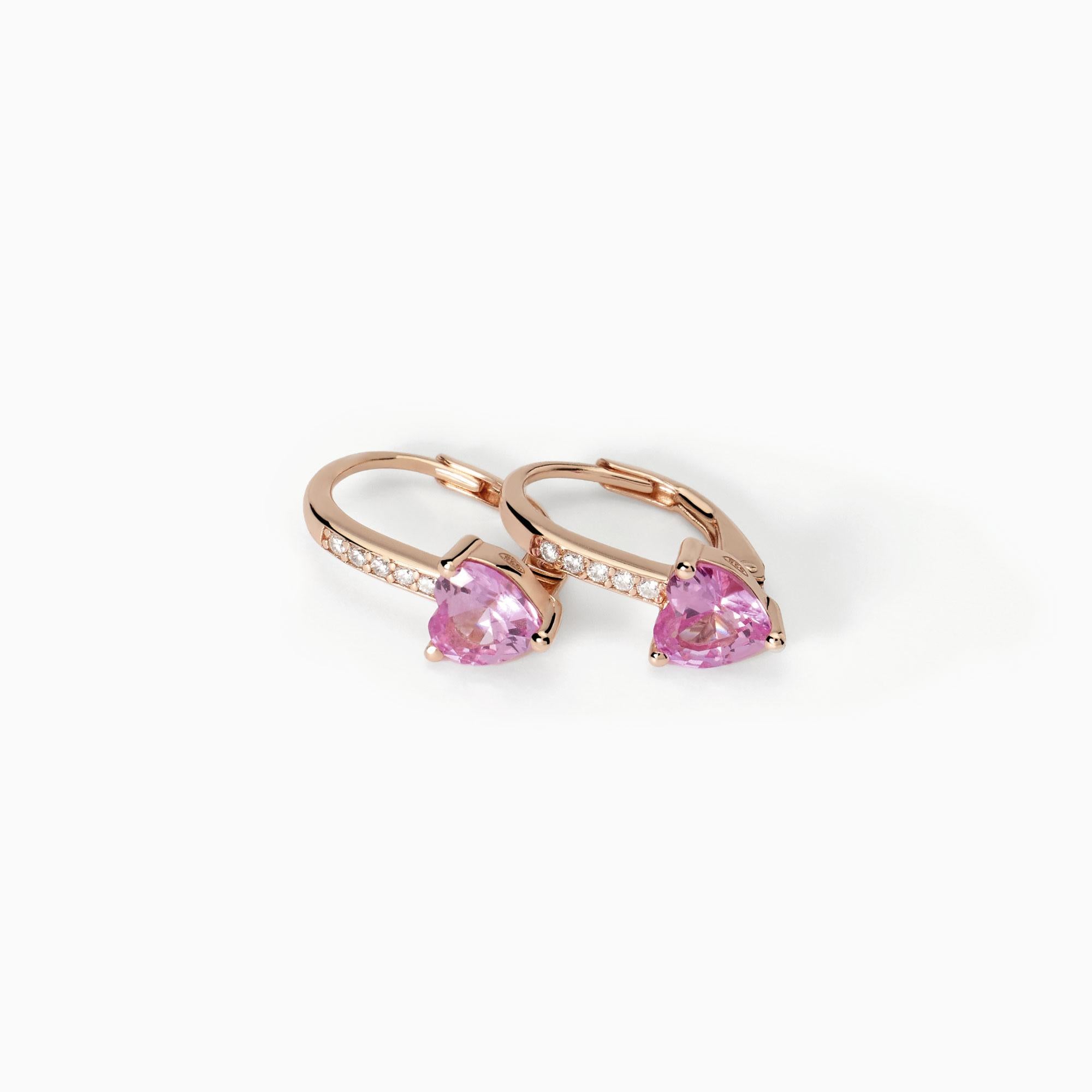 Mabina Woman - Earrings in rose gold plated silver with synthetic tourmaline ROUGE - 563750