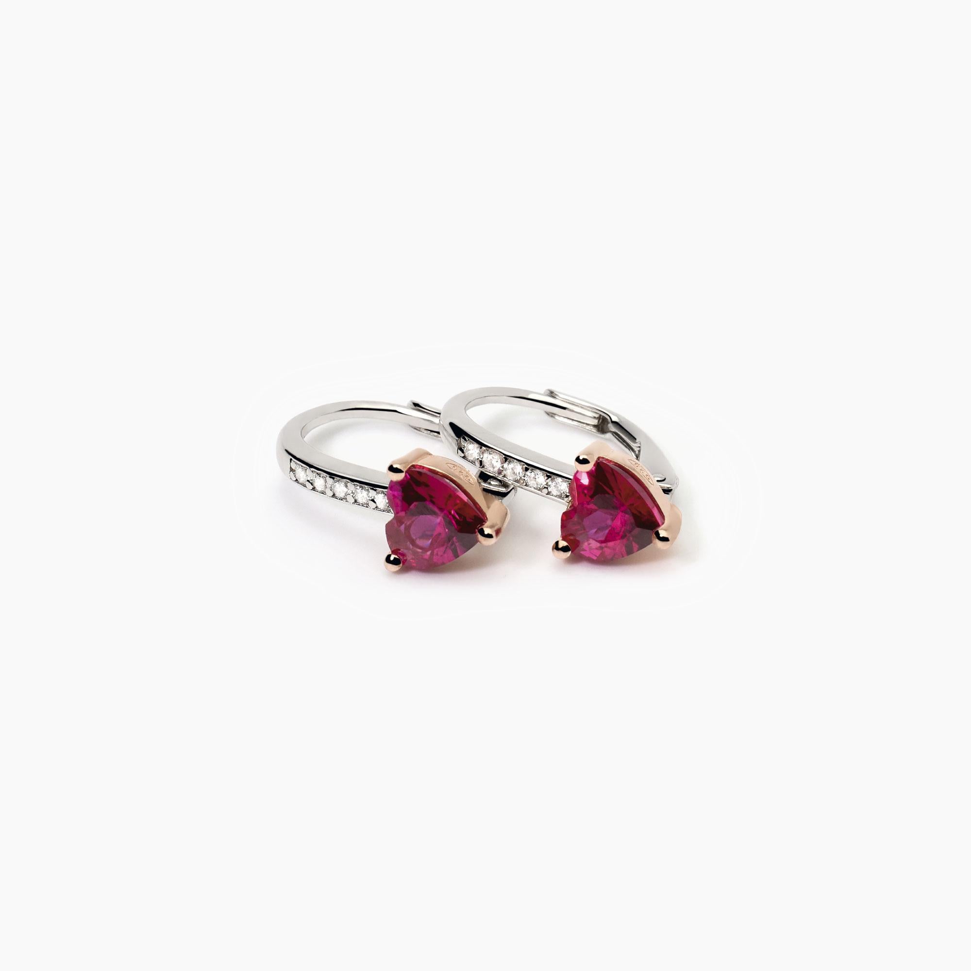 Mabina Woman - Silver earrings with rubies and zircons ROUGE - 563751
