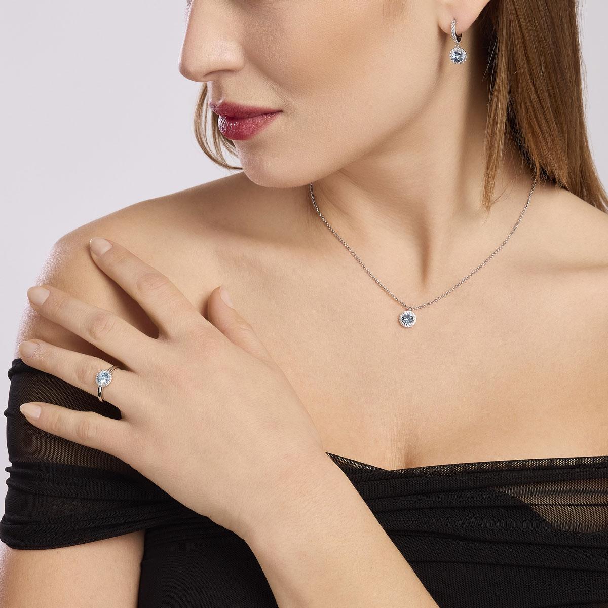 Mabina Donna - Orecchini con pendente acquamarina sintetica Revival - 563787