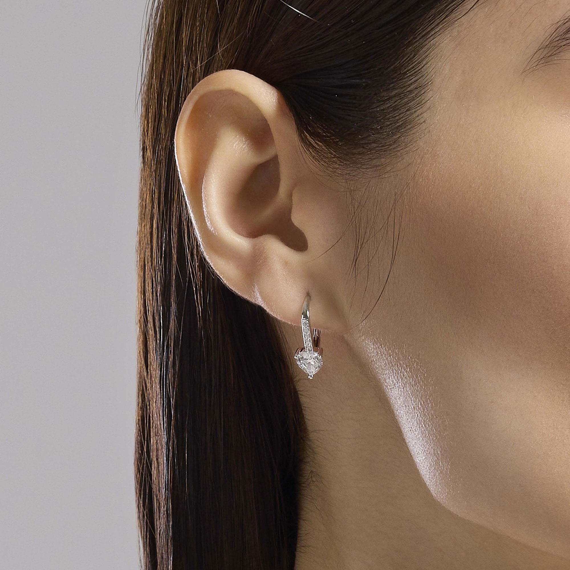 Mabina Donna - Orecchini a monachella con zirconi taglio cuore Rouge - 563856