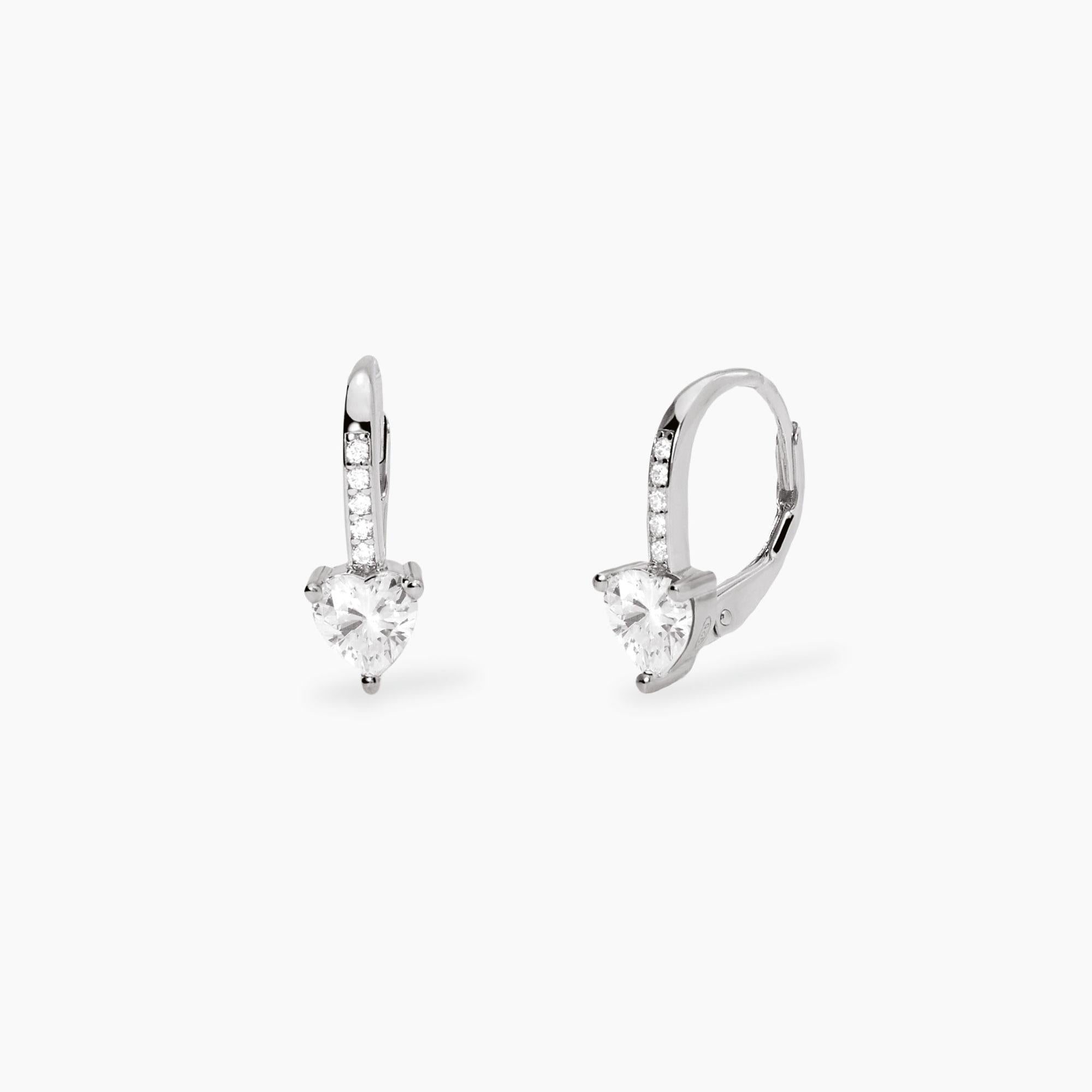 Mabina Donna - Orecchini a monachella con zirconi taglio cuore Rouge - 563856