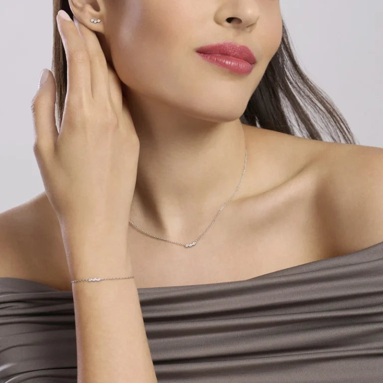 Mabina Donna - Orecchini in argento e 3 diamanti lab-grown, 0.09ct - 563900